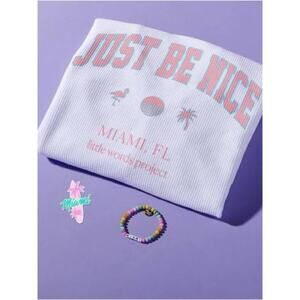 LITTLE WORDS PROJECT Lavender “Just Be Nice” Miami Sweatshirt